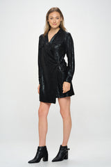 LONG SLEEVE SNAKE PRINT FAUX LEATHER DRESS