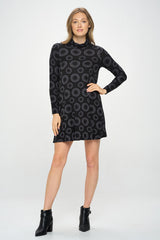 LONG SLEEVE MOCK PRINT DRESS