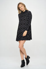 LONG SLEEVE MOCK PRINT DRESS