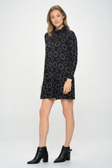 LONG SLEEVE MOCK PRINT DRESS