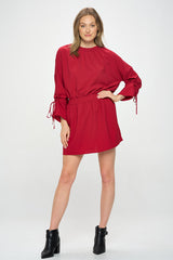 ELASTIC WAIST DRESS WITH TIE