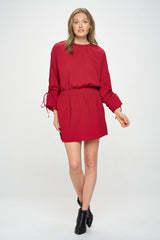 ELASTIC WAIST DRESS WITH TIE
