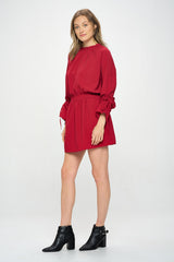 ELASTIC WAIST DRESS WITH TIE