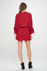 ELASTIC WAIST DRESS WITH TIE