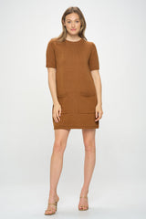 SHORT SLEEVE SWEATER DRESS