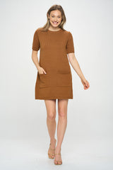 SHORT SLEEVE SWEATER DRESS
