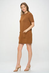 SHORT SLEEVE SWEATER DRESS