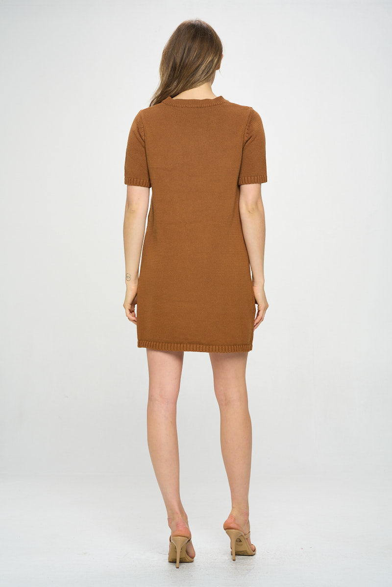 SHORT SLEEVE SWEATER DRESS