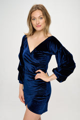 VELVET RUCHED SIDE DRESS