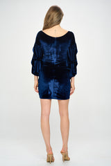 VELVET RUCHED SIDE DRESS
