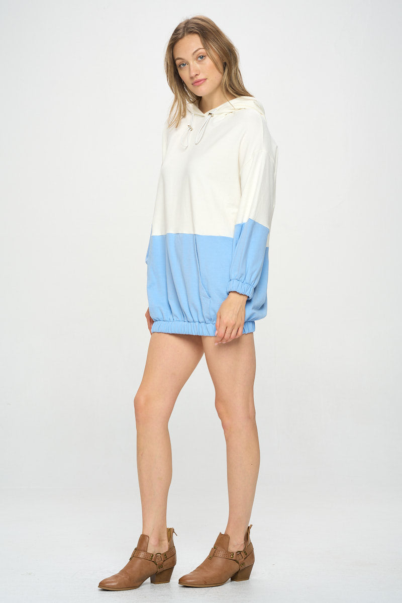 COLOR BLOCK HOODIE DRESS