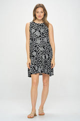 AUDREY PRINT SLEEVELESS KNIT DRESS
