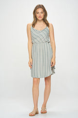 CONTRAST STRIPED COWL NECK TANK DRESS