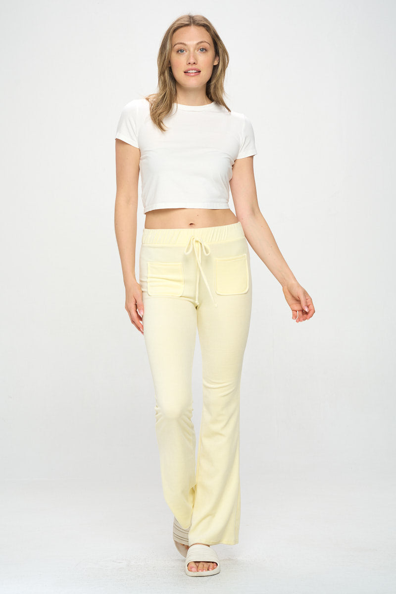 VELOUR FLARE LEGGED PANTS