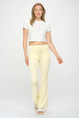 VELOUR FLARE LEGGED PANTS
