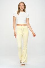 VELOUR FLARE LEGGED PANTS