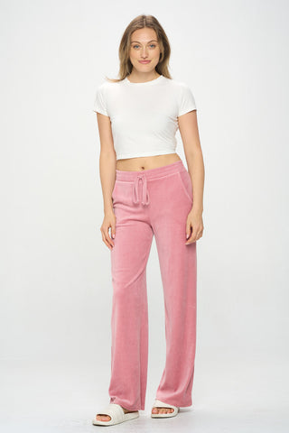 STRAIGHT LEGGED VELOUR PANTS