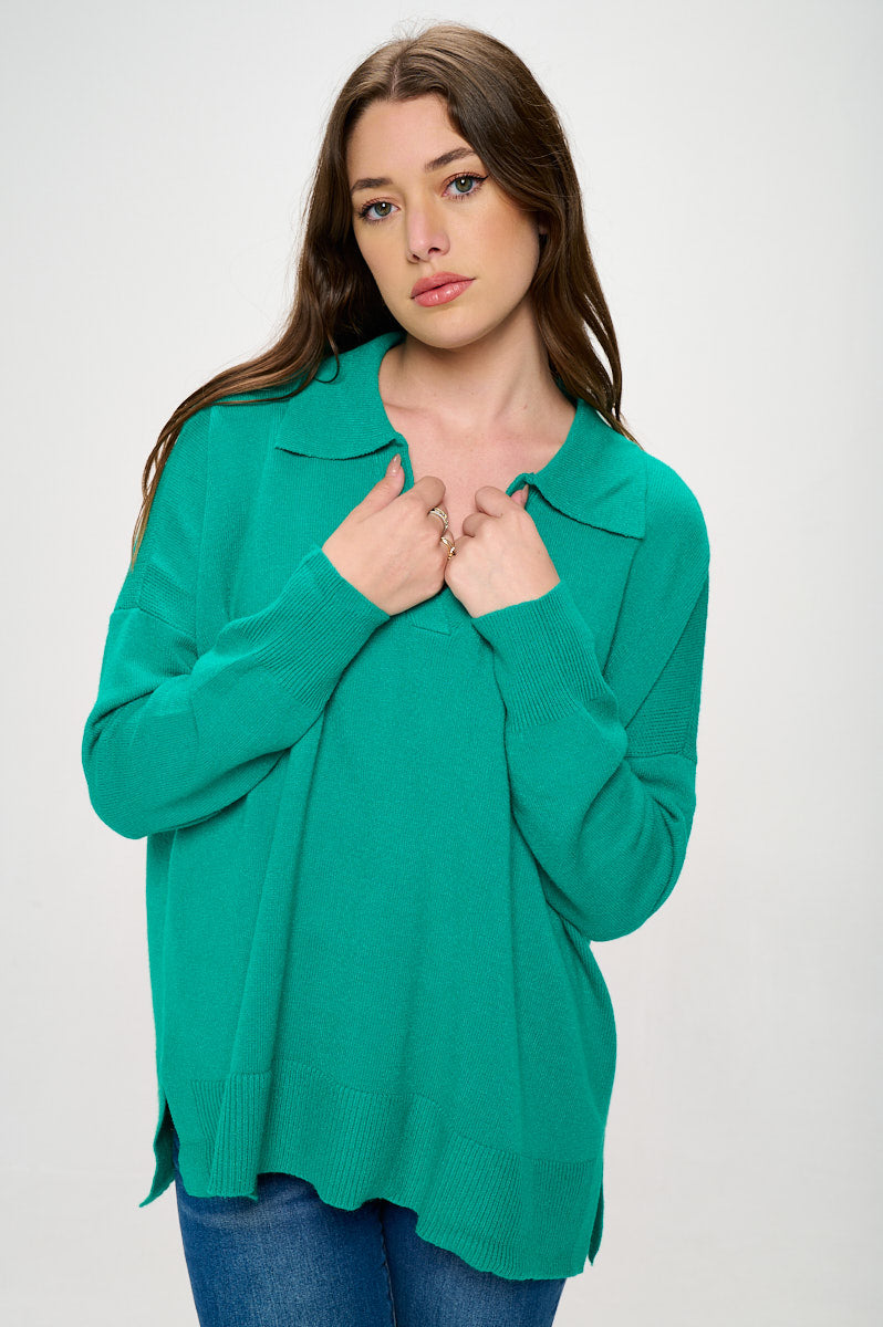 COLLARED TUNIC SWEATER