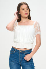 DOTTED PUFF SLEEVE TOP