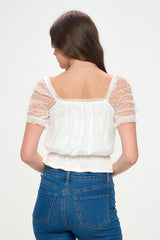 DOTTED PUFF SLEEVE TOP