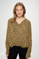 3/4 SLEEVE ANIMAL PRINT BLOUSE