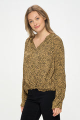 3/4 SLEEVE ANIMAL PRINT BLOUSE