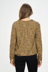 3/4 SLEEVE ANIMAL PRINT BLOUSE