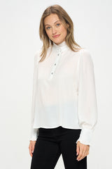 LONG SLEEVE RUFFLE NECK BLOUSE