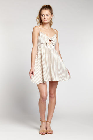 STRIPED SKATER STYLE TIE FRONT DRESS