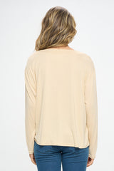 SLINKY KNIT LONG SLEEVE TEE WITH SIDE TIE