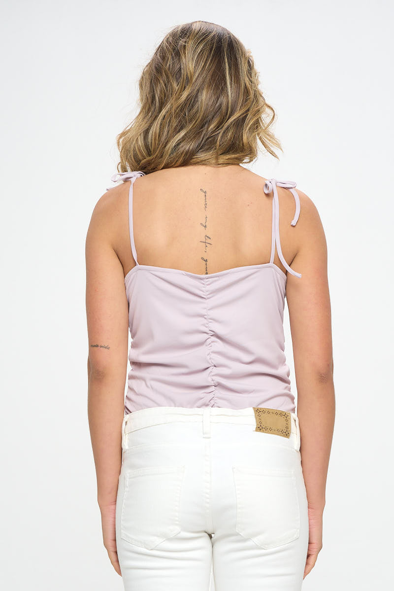 KNIT BODYSUIT WITH CINCH FRONT