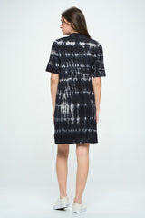 TIE DYE SHORT SLEEVE MOCK NECK T-SHIRT DRESS