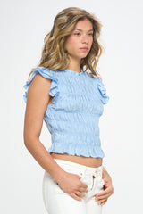 SLEEVELESS SMOCKED TOP
