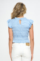 SLEEVELESS SMOCKED TOP