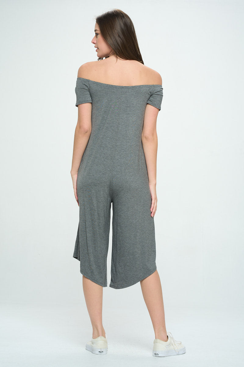 JERSEY KNIT OFF SHOULDER CROP JUMPSUIT WITH POCKETS – 130 Cole | Colletta  Showroom Co-op