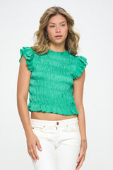 SLEEVELESS SMOCKED TOP
