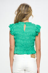 SLEEVELESS SMOCKED TOP
