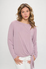 SLINKY KNIT LONG SLEEVE TEE WITH SIDE TIE