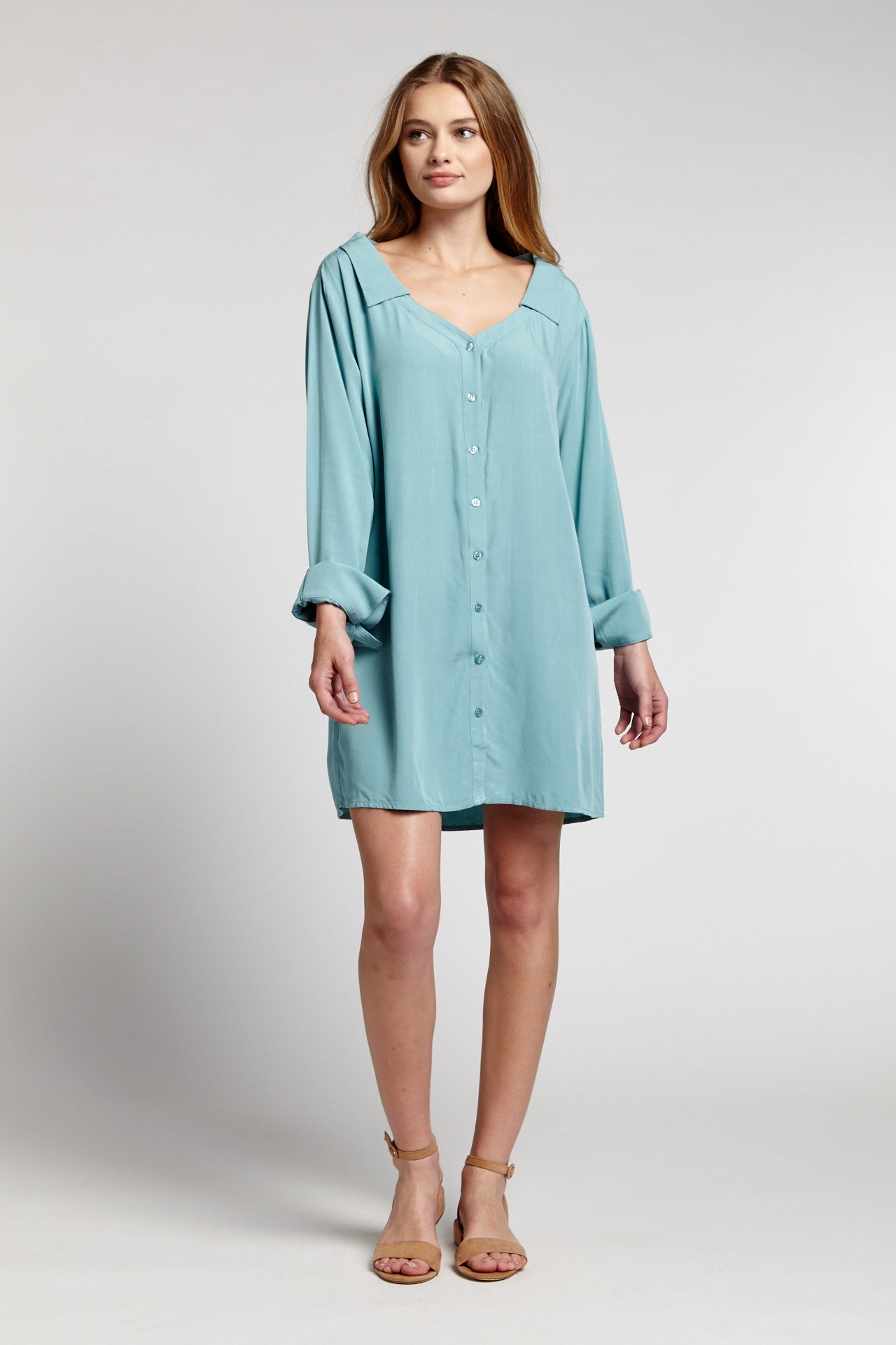 Shirt Button Dress Dorian Fitted Shirt Midi Dress Charcoal Marle MESHKI US Shirt Button Dress Dorian Fitted Shirt Midi Dress Charcoal Marle MESHKI US