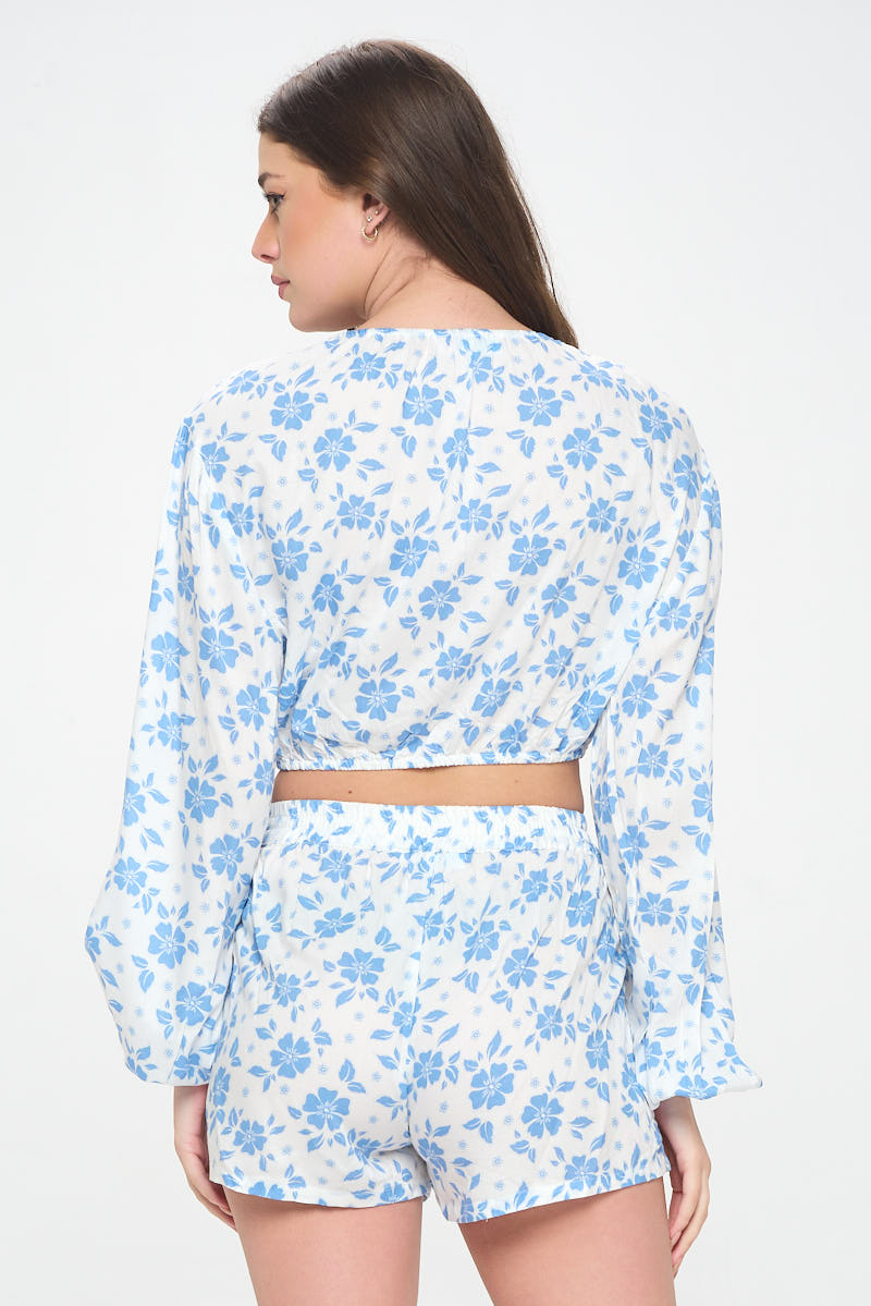 FLORAL PRINT RAYON TOP WITH BUTTON FRONT