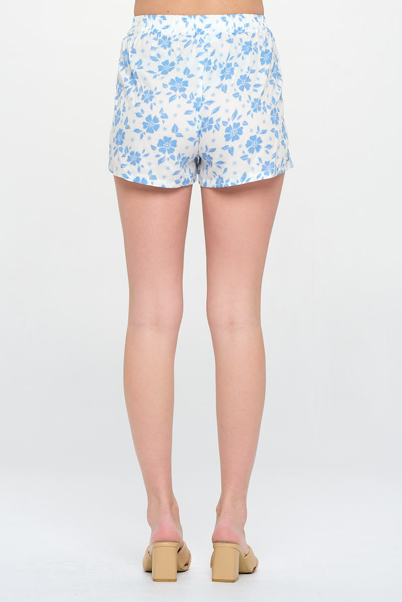 FLORAL RAYON DRAWSTRING SHORT