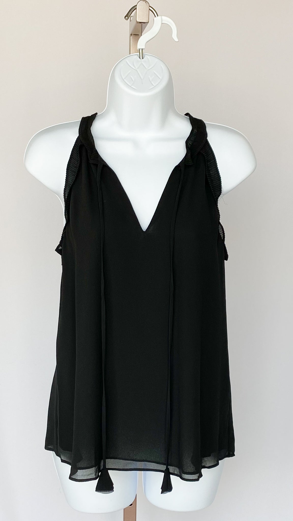 PLEATED DETAIL TIE NECK TANK