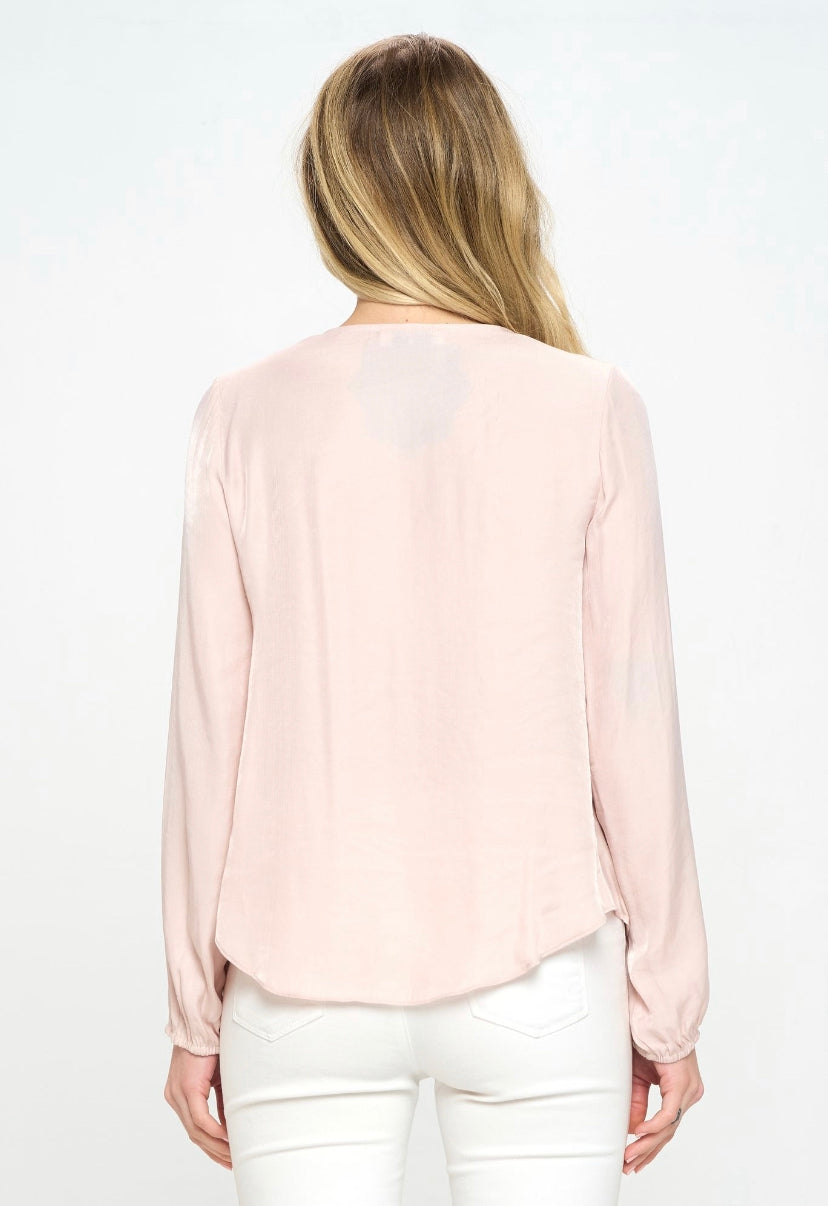 LONG SLEEVE TIE FRONT BLOUSE
