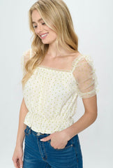 DOTTED PUFF SLEEVE TOP