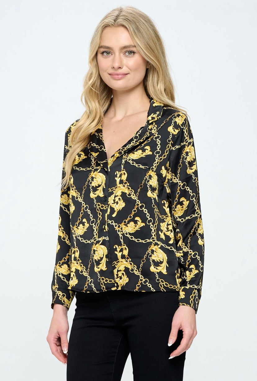 CHAIN PRINT BLOUSE
