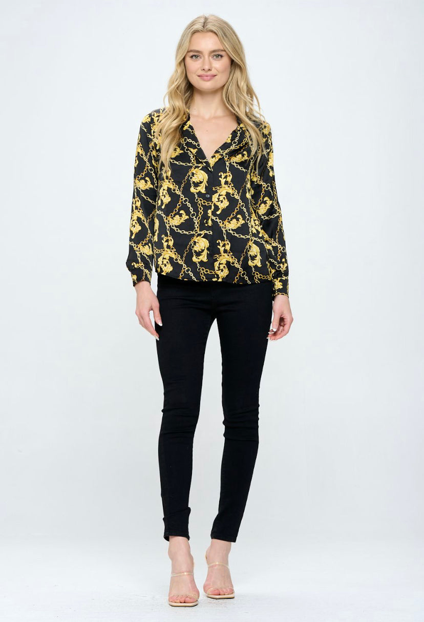CHAIN PRINT BLOUSE