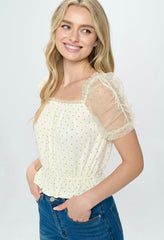 DOTTED PUFF SLEEVE TOP