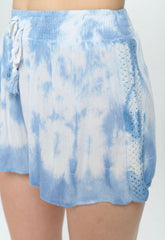 SMOCKED GAUZE TIE DYE SHORT WITH FRONT TIE